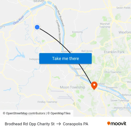 Brodhead Rd Opp Charity St to Coraopolis PA map