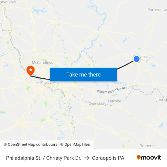 Philadelphia St. / Christy Park Dr. to Coraopolis PA map