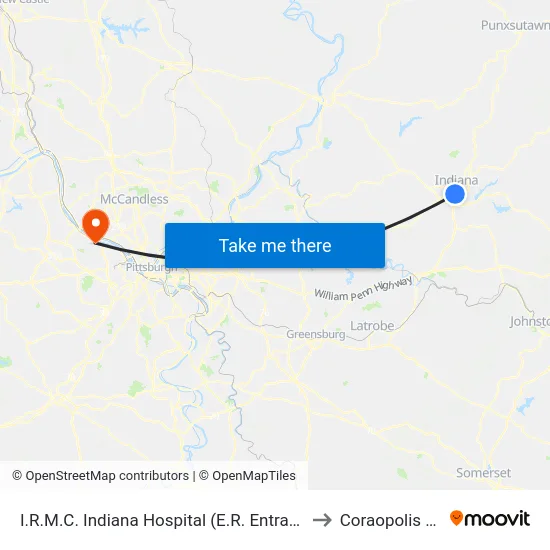 I.R.M.C. Indiana Hospital (E.R. Entrance to Coraopolis PA map