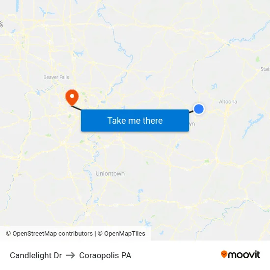Candlelight Dr to Coraopolis PA map