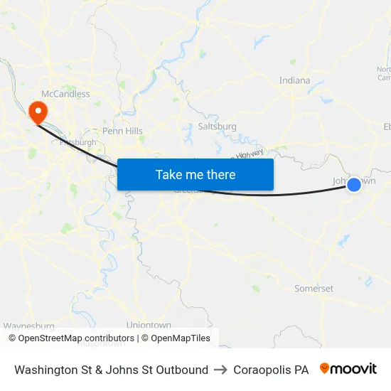 Washington St & Johns St Outbound to Coraopolis PA map