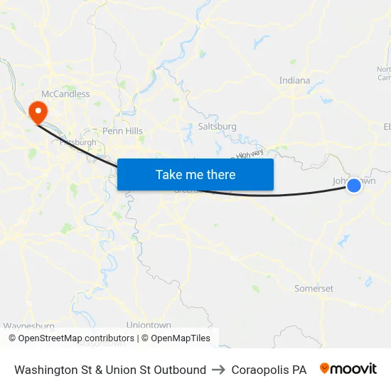 Washington St & Union St Outbound to Coraopolis PA map