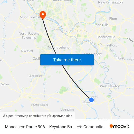 Monessen: Route 906 + Keystone Bakery to Coraopolis PA map