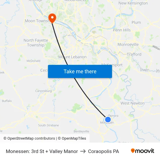 Monessen: 3rd St + Valley Manor to Coraopolis PA map