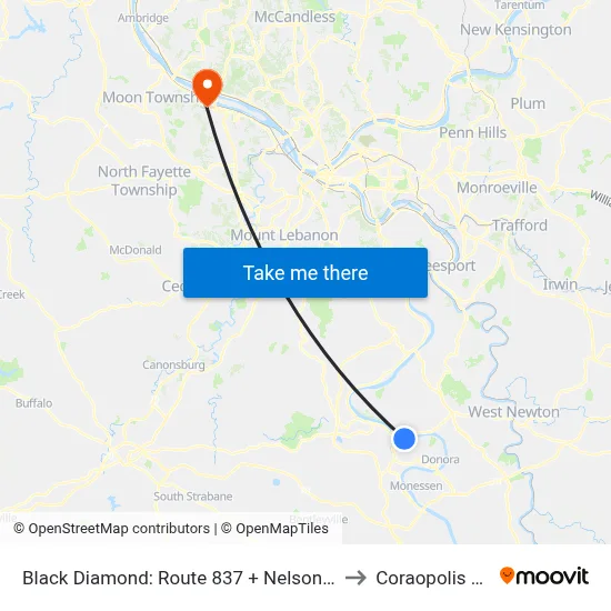 Black Diamond: Route 837 + Nelson St to Coraopolis PA map