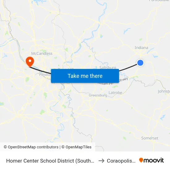 Homer Center School District (Southbound to Coraopolis PA map
