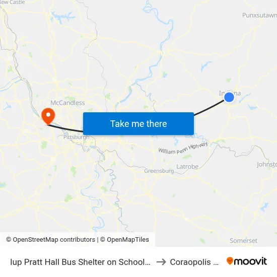 Iup Pratt Hall Bus Shelter on School St to Coraopolis PA map