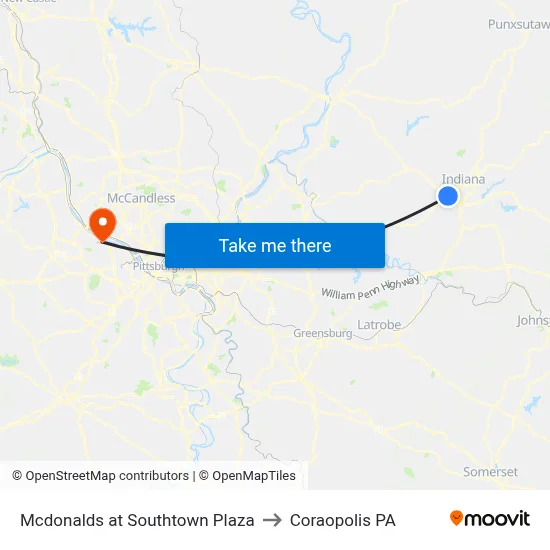 Mcdonalds at Southtown Plaza to Coraopolis PA map
