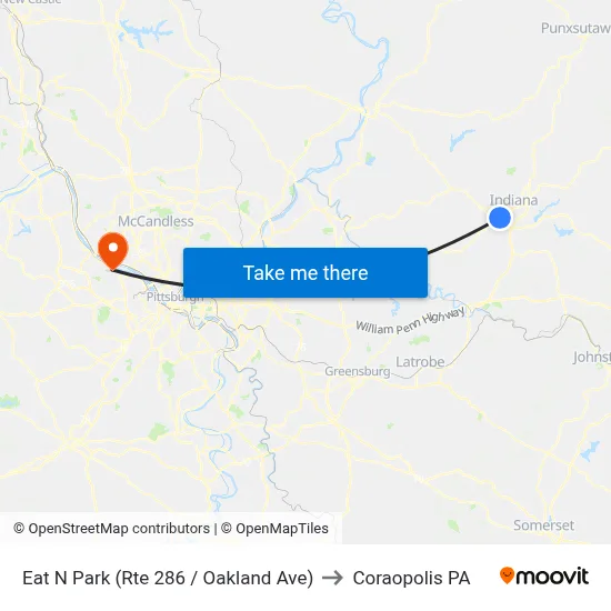 Eat N Park (Rte 286 / Oakland Ave) to Coraopolis PA map