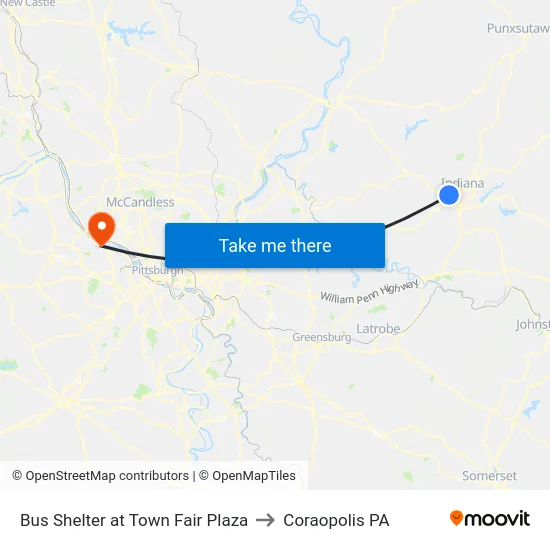 Bus Shelter at Town Fair Plaza to Coraopolis PA map