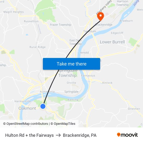 Hulton Rd + the Fairways to Brackenridge, PA map