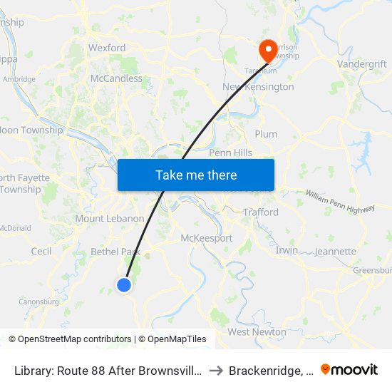 Library: Route 88 After Brownsville Dr to Brackenridge, PA map