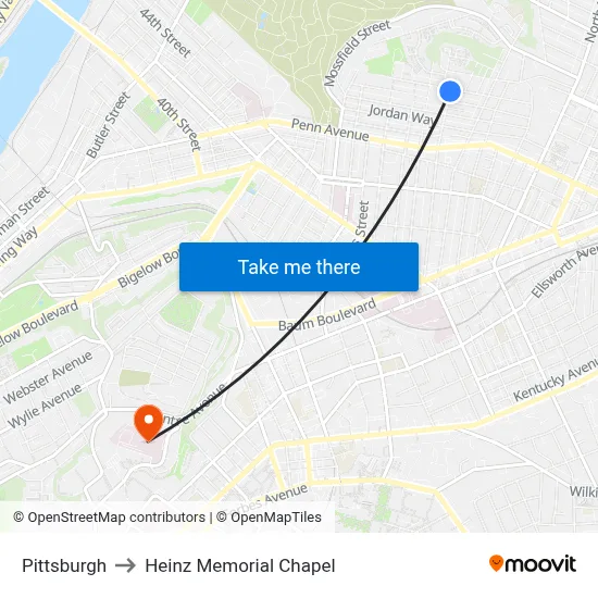 Pittsburgh to Heinz Memorial Chapel map