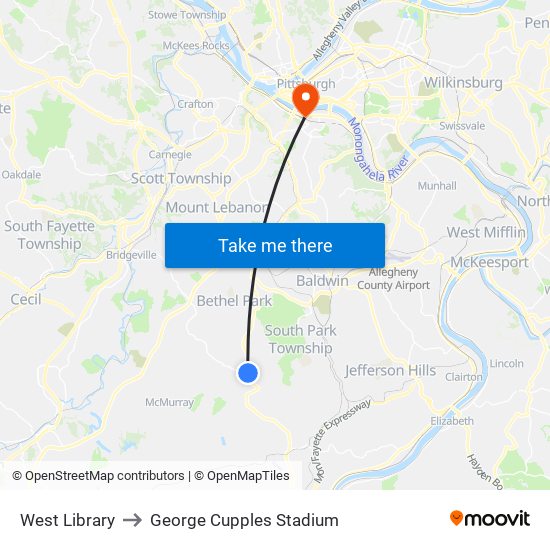 West Library to George Cupples Stadium map