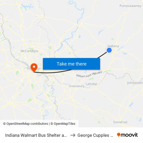 Indiana Walmart Bus Shelter at Southtown to George Cupples Stadium map