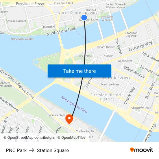 PNC Park to Station Square map
