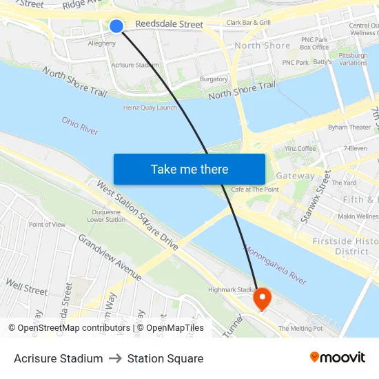 Acrisure Stadium to Station Square map