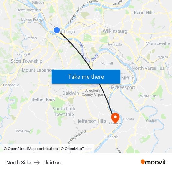 North Side to Clairton map