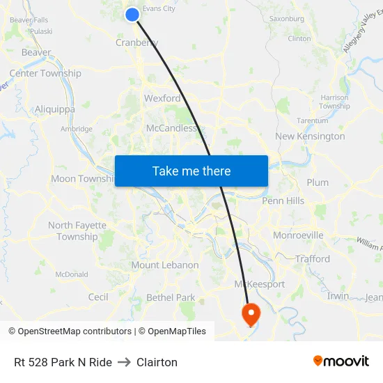 Rt 528 Park N Ride to Clairton map