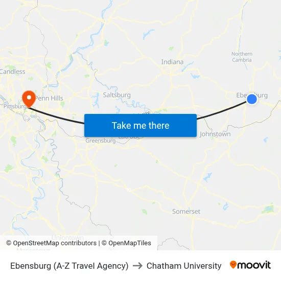 Ebensburg (A-Z Travel Agency) to Chatham University map