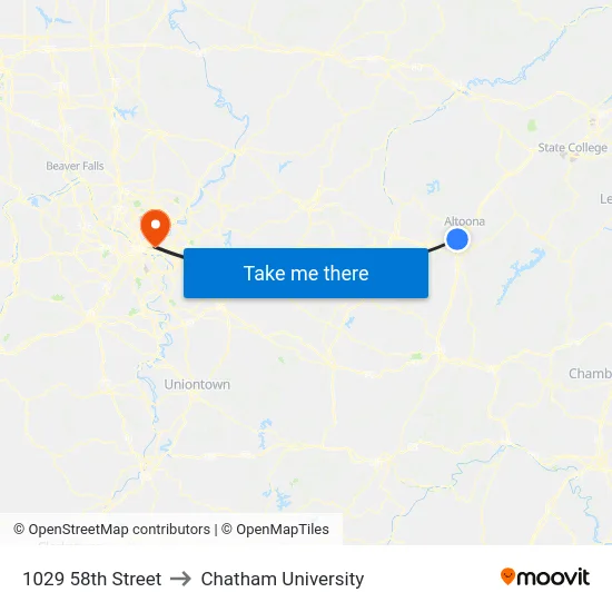 1029 58th Street to Chatham University map