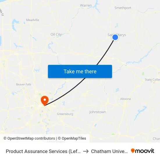 Product Assurance Services (Left Side) to Chatham University map