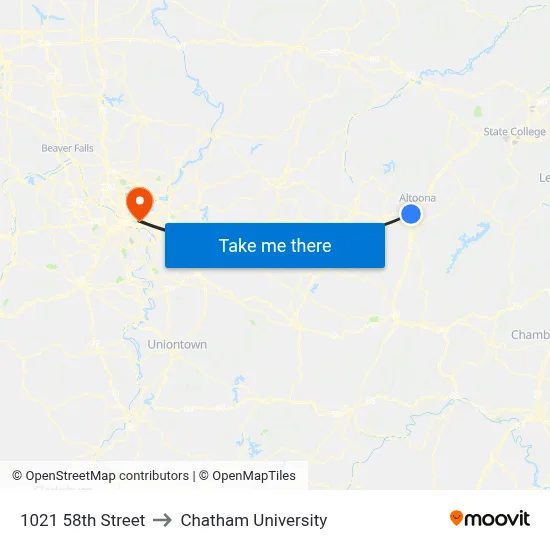 1021 58th Street to Chatham University map