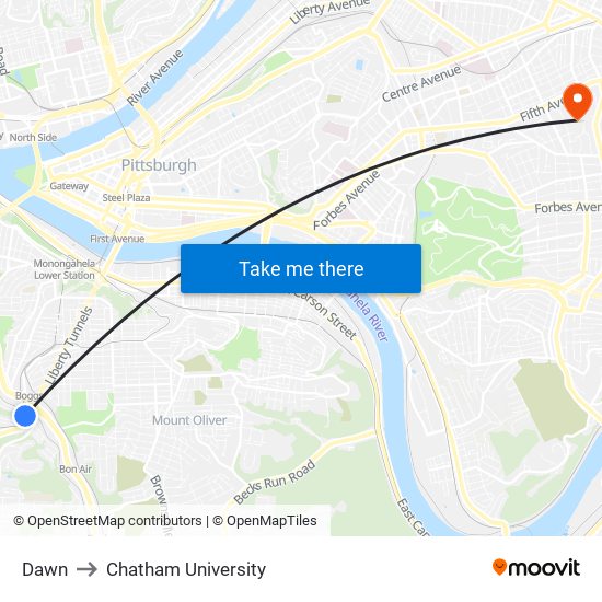 Dawn to Chatham University map