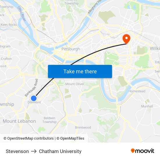 Stevenson to Chatham University map