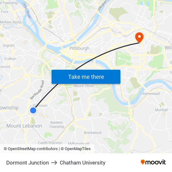 Dormont Junction to Chatham University map