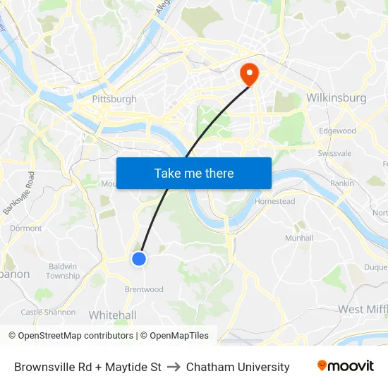 Brownsville Rd + Maytide St to Chatham University map