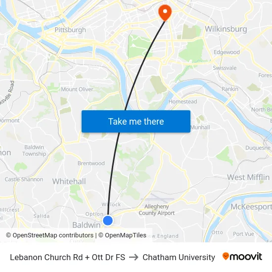Lebanon Church Rd + Ott Dr FS to Chatham University map