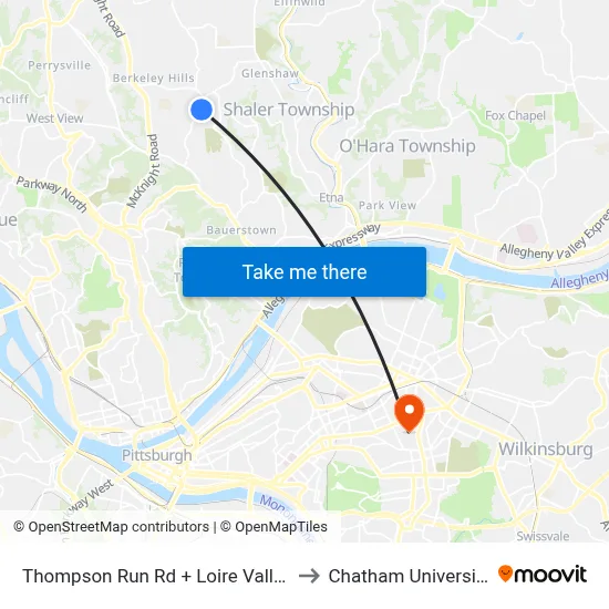 Thompson Run Rd + Loire Valley to Chatham University map
