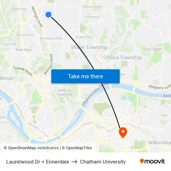 Laurelwood Dr + Ennerdale to Chatham University map