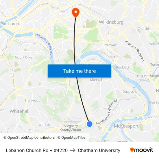 Lebanon Church Rd + #4220 to Chatham University map