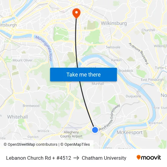 Lebanon Church Rd + #4512 to Chatham University map