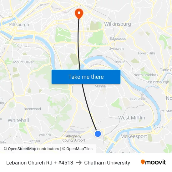 Lebanon Church Rd + #4513 to Chatham University map