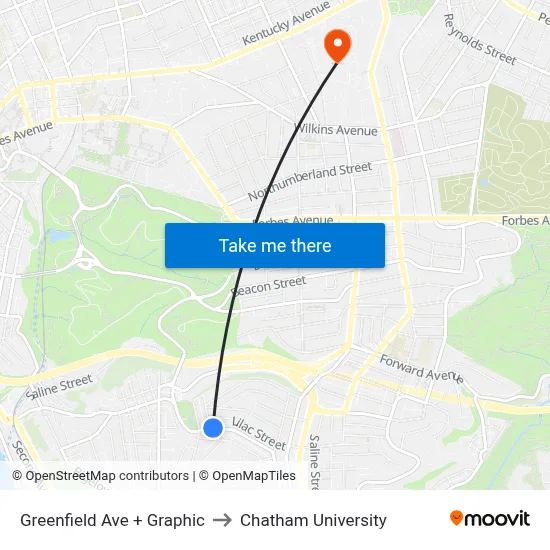 Greenfield Ave + Graphic to Chatham University map