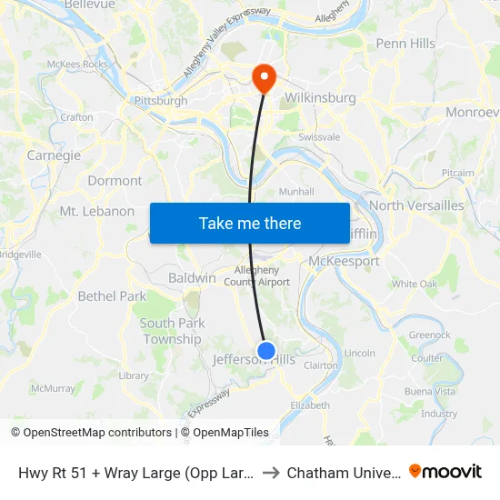 Hwy Rt 51 + Wray Large (Opp Large Vfd) to Chatham University map