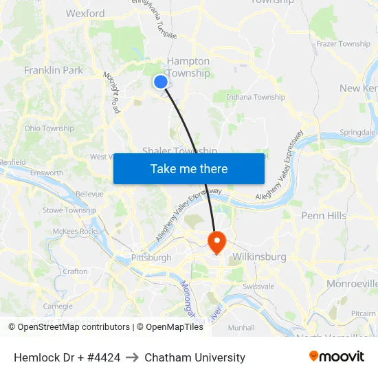 Hemlock Dr + #4424 to Chatham University map