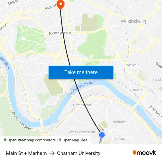 Main St + Marham to Chatham University map