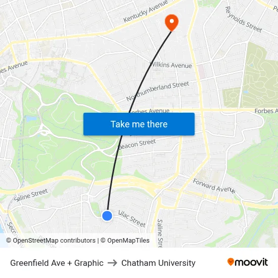 Greenfield Ave + Graphic to Chatham University map