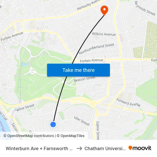 Winterburn Ave + Farnsworth FS to Chatham University map