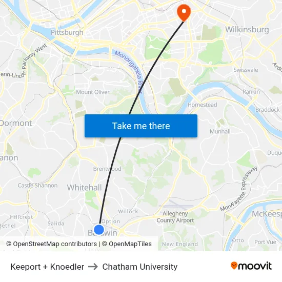 Keeport + Knoedler to Chatham University map