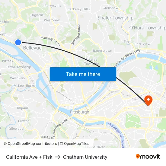 California Ave + Fisk to Chatham University map