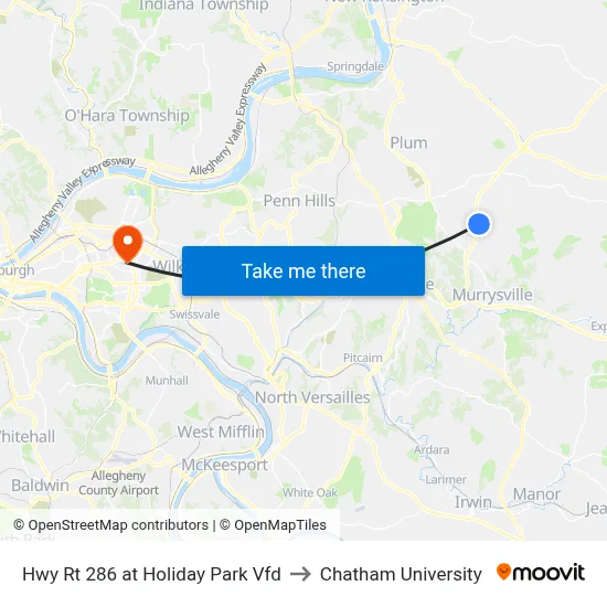 Hwy Rt 286 at Holiday Park Vfd to Chatham University map