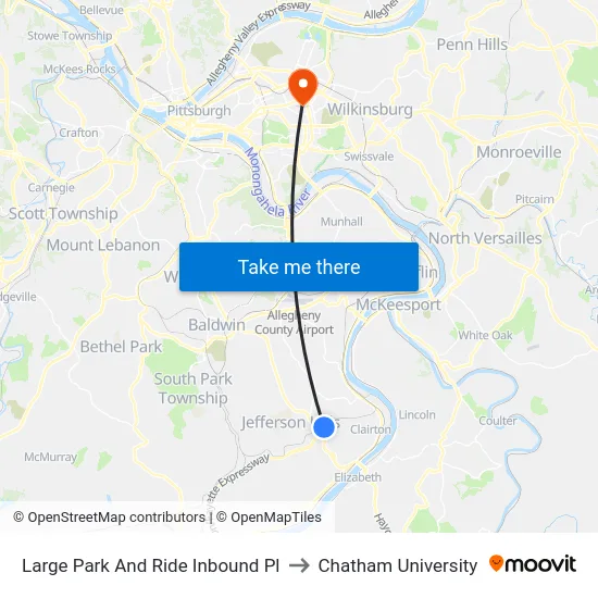Large Park And Ride Inbound Pl to Chatham University map