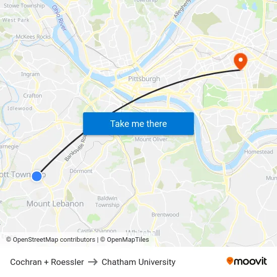 Cochran + Roessler to Chatham University map