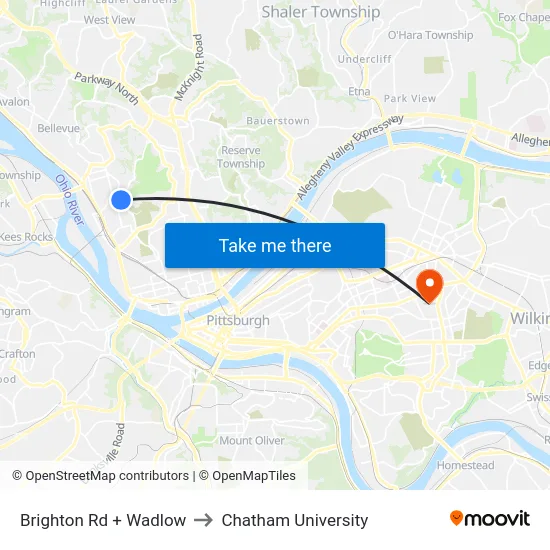 Brighton Rd + Wadlow to Chatham University map