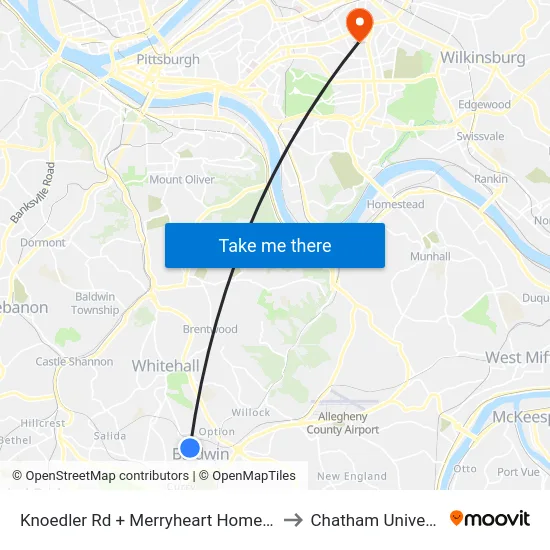 Knoedler Rd + Merryheart Home #100 to Chatham University map